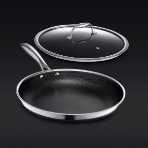 Hexclad Hybrid Fry Pan with Lid, 12"