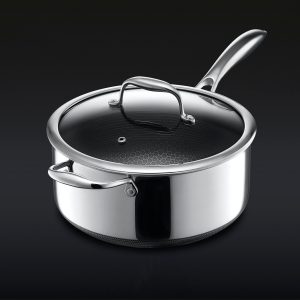Hexclad Hybrid Saucepan with Lid, 5-Qt